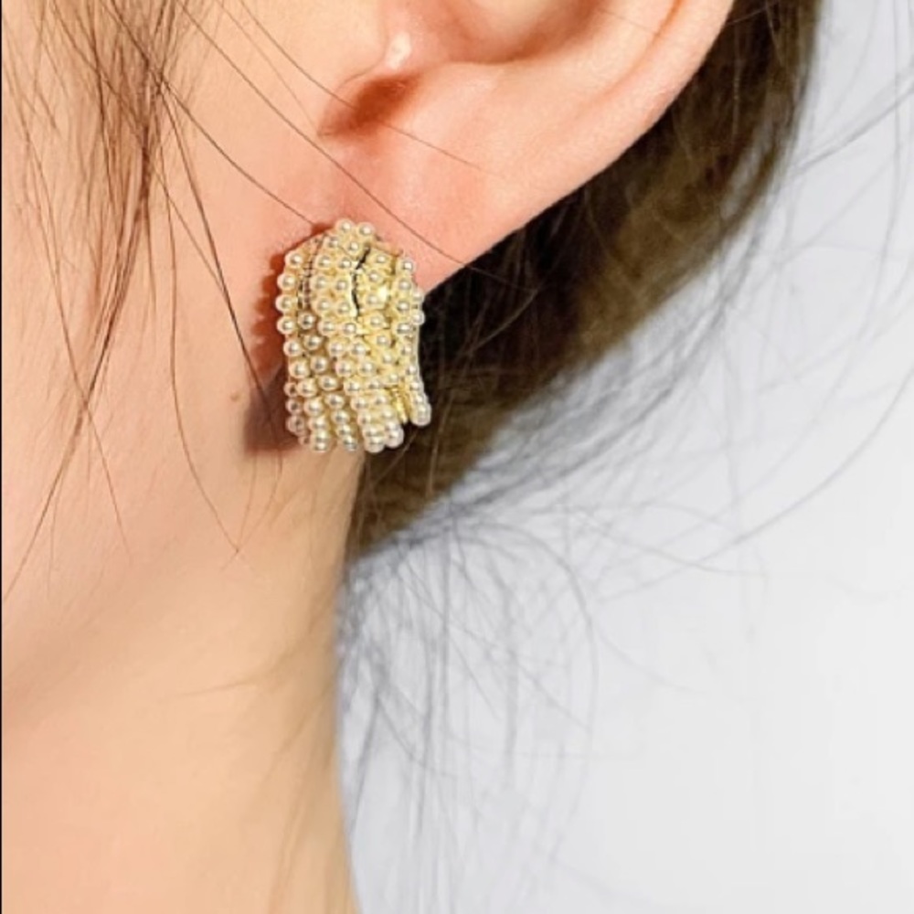 New Simulated Pearl 18k gold Earrings